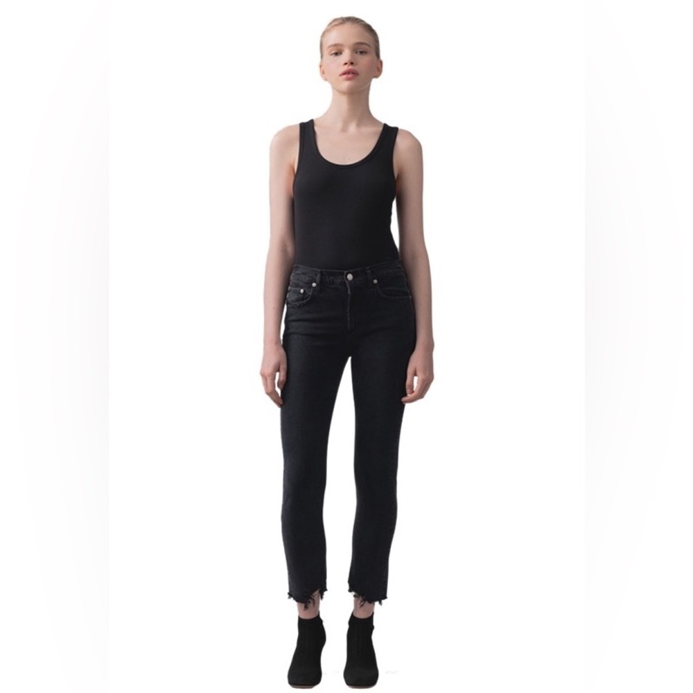 Agolde Toni Mid Rise Straight Jeans in Feral Black 28